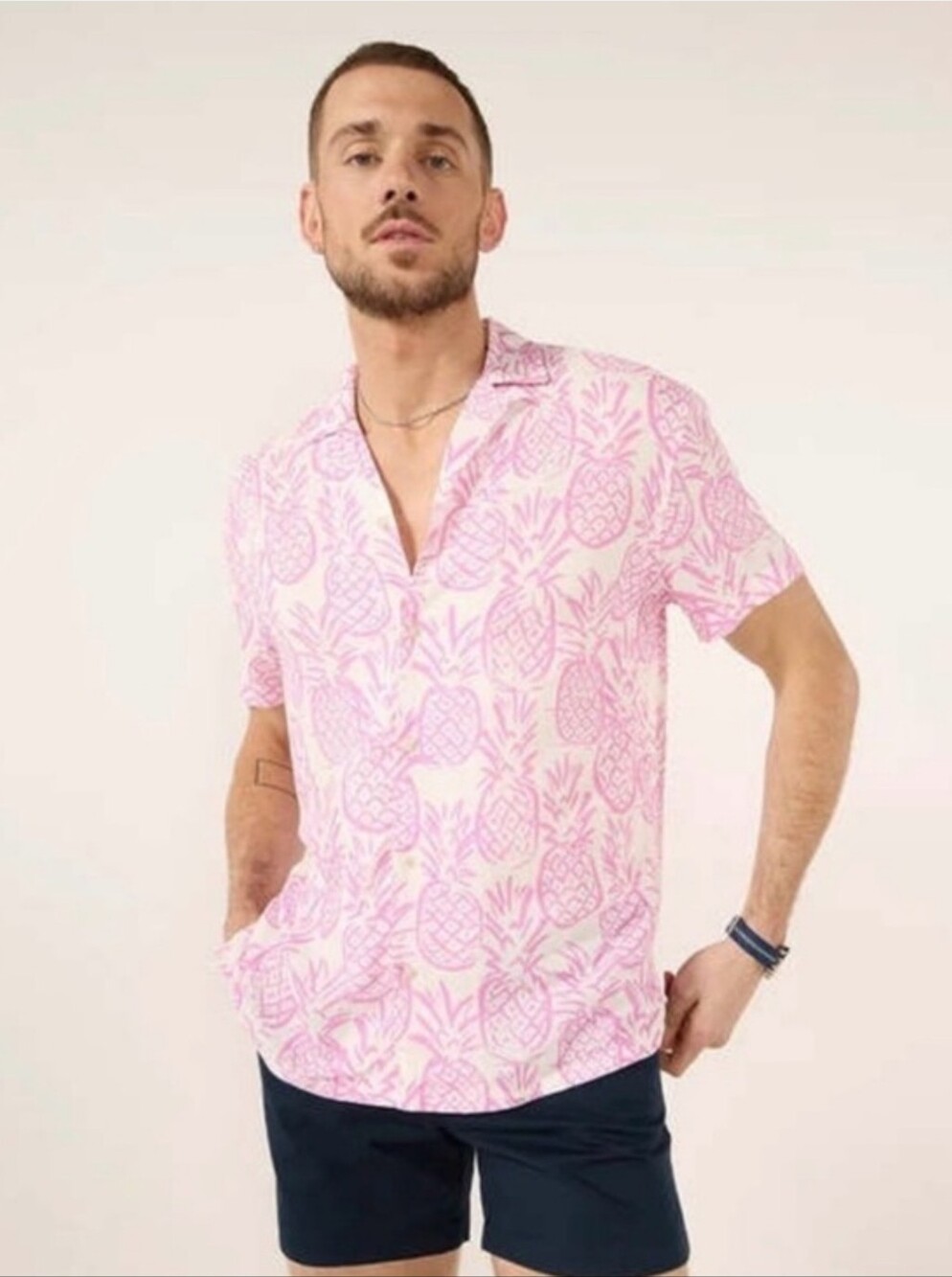 Chubbies The Pink Voids Rayon Sunday Dad Shirt S Small